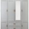 Homeroots 75" White Ribbed Texture Wood Mirrored Six Door Two Drawer Combo Dresser 617962 - alternate 4