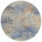 Homeroots 8' Denim Blue Beige And Charcoal Round Abstract Washable Indoor Outdoor Area Rug 630875 - alternate 3