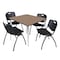Regency Square Kahlo Breakroom Table W/ 4 M Stack Chairs, 48 in W, 48 in L, Noble Oak TPL4848NOCM47BK - alternate 1