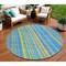 Homeroots 8' Denim Blue Sky Blue And Gold Round Striped Washable Indoor Outdoor Area Rug 614973 - alternate 1