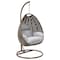 Leisuremod Beige Wicker Hanging Egg Swing Chair with Light Grey Cushions ESCBG-40LGR - alternate 1