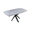 Homeroots 47" Gray and White Ceramic and Metal Self-Storing Leaf Cross Leg Base Oval Extendable Dining Table 555194 - alternate 1