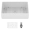 Wrightmaster 33" Apron-Front Farmhouse Single Bowl White Ceramic Kitchen Sink w/Bottom Grid and Basket Strainer ZOR-AW332010DS - alternate 1