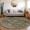 Homeroots 8' Charcoal And Beige Round Damask Washable Indoor Outdoor Area Rug 603379 - alternate 2