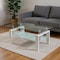 Homeroots 39" Clear and White Glass and Steel Coffee Table With Shelf 635699 - alternate 1