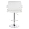 Elama Faux Leather Tufted Bar Stool in White with Chrome Base and Adjustable Height ELM-749-WHT - alternate 4