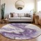 Homeroots 8' Purple And Silver Round Abstract Washable Indoor Outdoor Area Rug 618342 - alternate 5