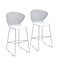 Homeroots Set of Two 26" White and Silver Heavy Duty Plastic and Metal Low Back Counter Height Bar Chairs, 2PK 555093 - alternate 1