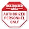 Signmission Restricted Area Authorized Personne, 10 Inch X 10 Inch, Aluminum Metal Signs OC-A-10-175 - alternate 1