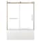 Kingston Brass 60" Acrylic Anti-Skid Alcove Left-Hand Drain Tub with Right Sliding Tub Door, White/Brushed Brass KVTAP6032L22C7 - alternate 1