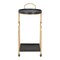 Homeroots 17in Black And Brass Steel and Solid Wood Distressed Round Rolling Bar Cart 668798 - alternate 1