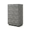 Homeroots 30" Grey Manufactured Wood + Solid Wood And Stainless Steel Five Drawer Chest 491548 - alternate 4