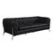 Homeroots 93" Black Italian Leather Chesterfield Sofa With Silver Legs 476526 - alternate 4