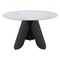 Homeroots 48" White and Black Faux Marble and Steel Pedestal Base Round Top Dining Table 564987 - alternate 6