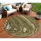 Homeroots 8' Olive Green And Beige Round Abstract Washable Indoor Outdoor Area Rug 601292 - alternate 1