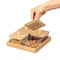 Basicwise Set of 4 Square Glass Jars with Bamboo Lids and Wooden Tray - Square Charcuterie, Snack QI004711.4 - alternate 4