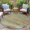 Homeroots 8' Beige And Fern Green Round Abstract Washable Indoor Outdoor Area Rug 630827 - alternate 4