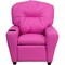 Flash Furniture Kids Recliner, 25" to 39" x 28", Upholstery Color: Pink, Frame Material: Hardwood, Plastic BT-7950-KID-HOT-PINK-GG - alternate 1