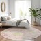 Homeroots 8' Pink Blush And Artichoke Green Round Floral Washable Indoor Outdoor Area Rug 589490 - alternate 3