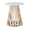 Homeroots 20" White and Natural Distressed Marble and Solid Wood Round Pedestal End Table 556551 - alternate 1
