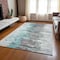 Homeroots 9' X 12' Teal Blue Charcoal And Silver Abstract Washable Indoor Outdoor Area Rug 582414 - alternate 2