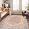 World Rug Gallery Rust Medallion Washable Rug - Flat Pile Vintage Design, Easy Care for High-Traffic Areas 5 ftx7 ft WR170RUST5X7 - alternate 1