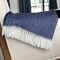 Homeroots 70" X 55" Navy Blue And White Cotton Blend Woven Herringbone Plush Throw Blanket with Tassels 474027 - alternate 4
