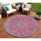 Homeroots 8' Pink And Lavender Round Medallion Washable Indoor Outdoor Area Rug 616288 - alternate 1