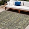 Homeroots 10' X 14' Blue and Orange Floral Washable Non Skid Indoor Outdoor Area Rug 564355 - alternate 1