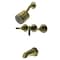 Kingston Brass Triple-Handle Tub and Shower Faucet with Knurled Handle, Antique Brass KBX8133KNL - alternate 1
