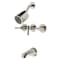 Kingston Brass Triple-Handle Tub and Shower Faucet with Knurled Handle, Polished Nickel KBX8136KNL - alternate 1