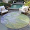 Homeroots 8' Artichoke Green Purple And Lilac Round Abstract Washable Indoor Outdoor Area Rug 582148 - alternate 2
