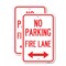 Signmission No Parking Fire Lane With Bidirectional Arrow, 18'' X 24'' 2 Signs, Heavy Gauge Aluminum, 2PK A-1824-2PACK-23738 - alternate 1