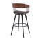 Armen Living Athena 31in Swivel Walnut Wood Bar Stool in Black Faux Leather with Black Metal LCATBAWABLK30 - alternate 2