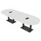 Skutchi Designs Racetrack Conference Table With Power Unit, 48 in W, 120 in L, White HAR-RAC-48X120-DOU.BK-WA7976-EBLK - alternate 1