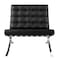 Homeroots 32" Black and Silver Italian Leather Tufted Lounge Chair 520597 - alternate 1