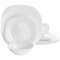 Gibson Ultra Piazza 18 Piece Soft Square Tempered Opal Glass Dinnerware Set in White 131711.18R - alternate 1