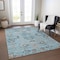 Homeroots 8' X 10' Sky Blue Gray And Charcoal Floral Washable Indoor Outdoor Area Rug 605488 - alternate 4
