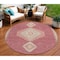 Homeroots 8' Blush Gray And Beige Round Oriental Washable Indoor Outdoor Area Rug 598390 - alternate 1