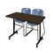 Regency Kobe Mobile T-Base Training Table W/ 2 Zeng Stack Chairs, 48 in W, 24 in L, Neo Walnut MKTRCC4824NW44BE - alternate 1