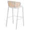 Leisuremod Ervilla Wicker Bar Stool with Fabric Seat and White Powder Coated Steel Frame, Beige, 2PK EBW-31BG2 - alternate 4