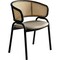Leisuremod Ervilla Dining Arm Chair with Wicker Back and Leather Seat in Taupe EC20TP-L - alternate 1