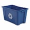 Rubbermaid Commercial 18 gal Rectangular Recycling Bin, Silver Vein/Silver Vein, Polyethylene FG571873BLUE - alternate 2