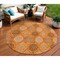 Homeroots 8' Orange Ivory And Gray Round Floral Medallion Washable Indoor Outdoor Area Rug 614619 - alternate 1