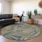 Homeroots 8' Taupe Blue And Beige Round Geometric Washable Indoor Outdoor Area Rug 594817 - alternate 3