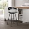Homeroots 27" Gray and Black Faux Leather with Metal Swivel Counter Height Bar Chair 534452 - alternate 5
