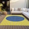 Homeroots 9' X 12' Yellow And Blue Striped Washable Indoor Outdoor Area Rug 597215 - alternate 4