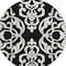 Homeroots 8' Black And Ivory Round Damask Washable Indoor Outdoor Area Rug 614409 - alternate 3