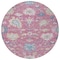 Homeroots 8' Pink Ivory And Denim Blue Round Floral Washable Indoor Outdoor Area Rug 605321 - alternate 4