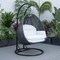 Leisuremod Mendoza Charcoal Wicker Hanging 2 person Egg Swing Chair with White Cushions MSCCH-53W - alternate 6